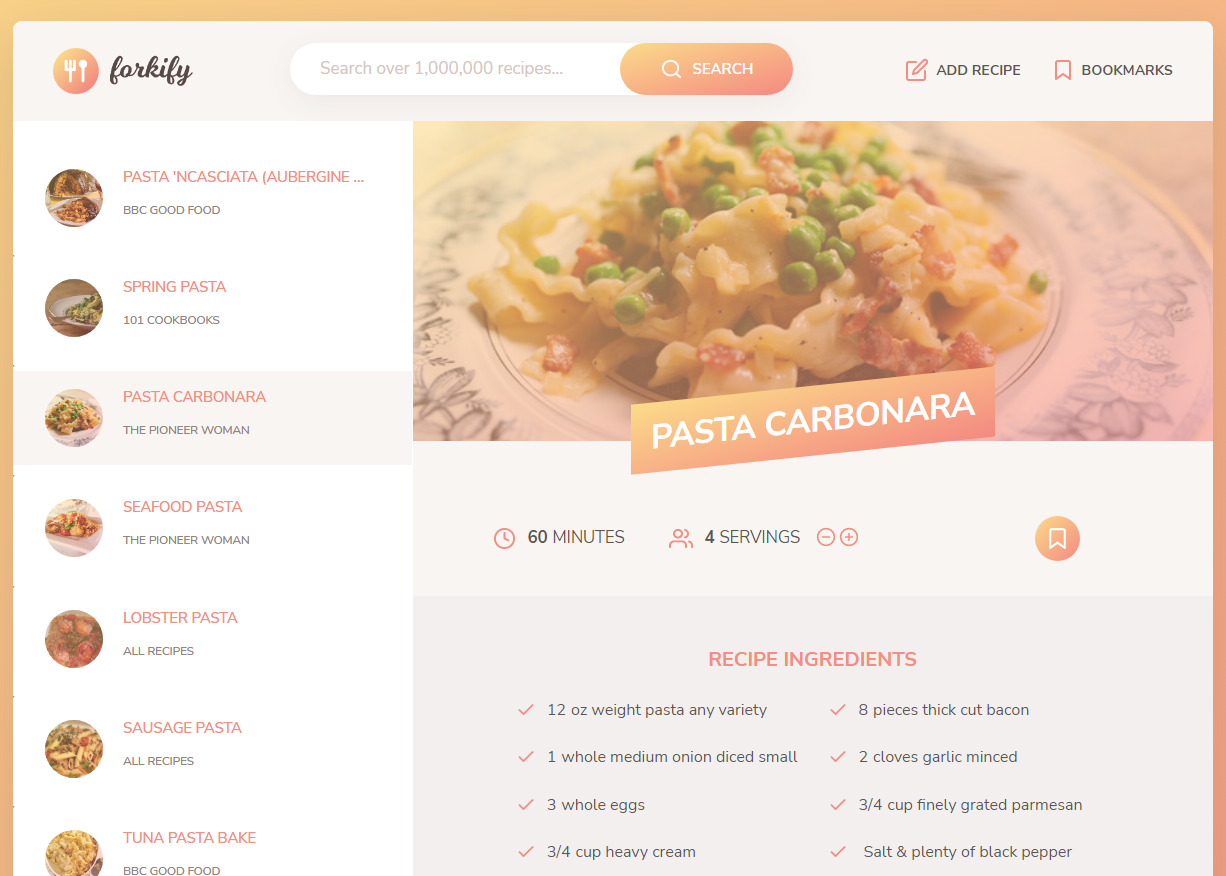Image of Forkify application